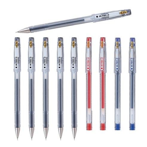 파이롯트 하이테크씨 0.25mm 0.5mm 볼펜 세트, 1개, 0.25mm 흑색6개+청색2개+적색2개 세트