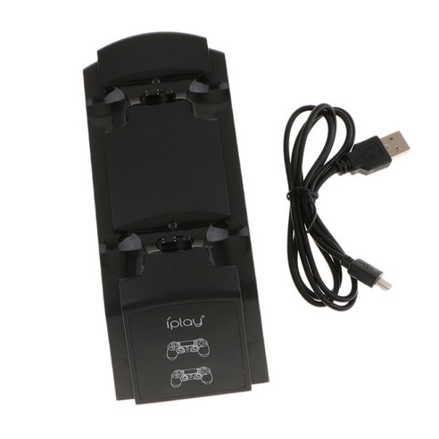 듀얼 USB 컨트롤러 충전기 충전 도크 스테이션 베이스(LED 표시등 포함), 설명, 블랙, 설명
