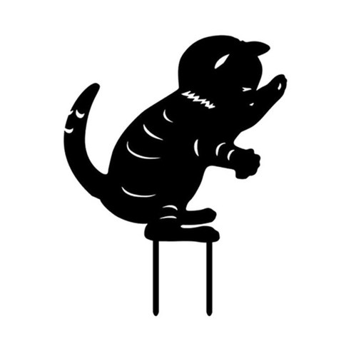 아크릴 고양이 정원 동상 검은 고양이 실루엣 장식 고양이 정원 말뚝 야외 정원 동상 D에 대한 동물 말뚝, ㅏ, {"수건소재":"아크릴"}
