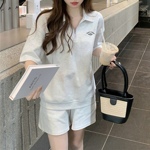 트레이닝 카라 반팔 반바지 투피스 세트 셋업