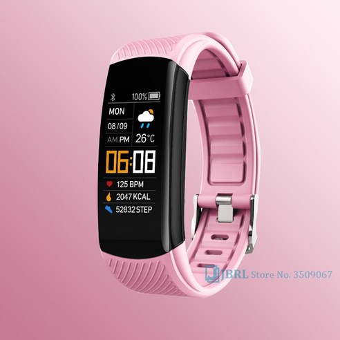[XIG] 2021 스마트 시계 남자 여자 스포츠 Smartwatch 피트니스 트래커 시계 Ios 심장 박동 모니터 전자 시계 방수, 핑크, 하나