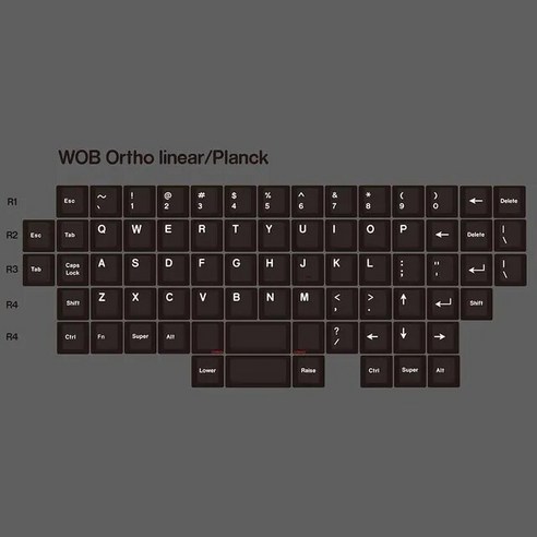 기계식 키보드용 PBT 키캡 블랙 화이트 BOW 2u 스페이스바 체리 프로파일 정형 선형 영어 러시아어 플랑크 40, 없음, [03] WOB 74 Keycaps, 3.WOB Planck 74 Keycap - Cherr