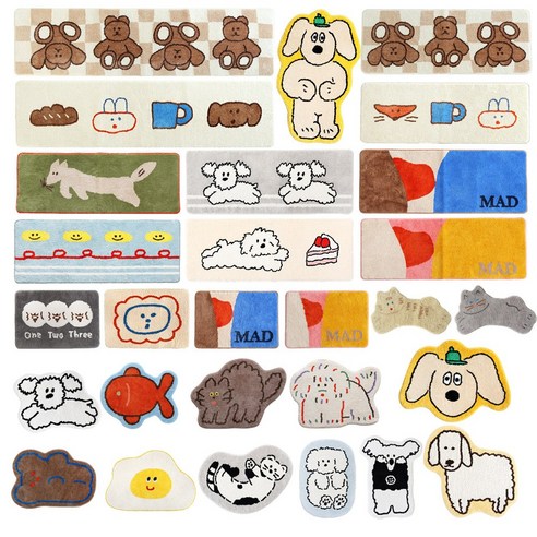 바이곰 캐릭터 발매트 / 인테리어 러그, 쉐입/찰리페이스