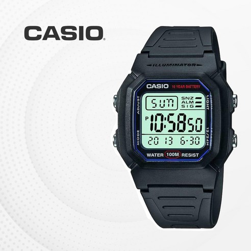 카시오 CASIO 군인 군용 군대 남성 남자 전자 손목시계 패션 우레탄 방수시계 W-800H-1A