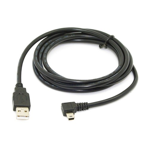 1.8M 미니 USB B 유형 5Pin 남성 90도 왼쪽 각도 USB 2.0 남성 데이터 케이블 블랙 색상, 하나, 검정