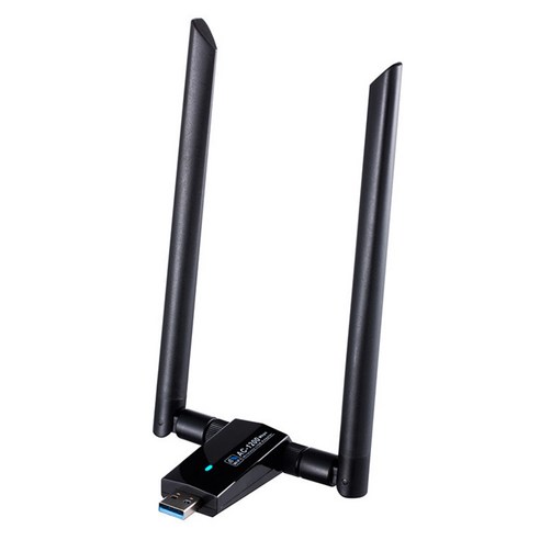 Retemporel WiFi 수신기 USB Wifi 어댑터 1200Mbps 네트워크 카드 동글 2.4G / 5G 노트북 데스크탑 용 외부 안테나, 1개, 검정
