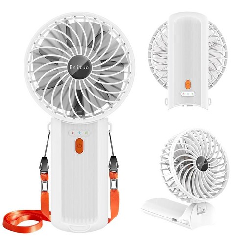 2 Pack Portable Handheld Fan Mini Hand Held 6-15H Cooling Small Personal 180° Foldable Desk Fan wi, White_1 Pack