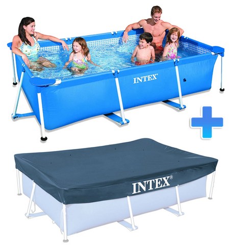 Intex Square Pool + Cover Costco Index Home Veranda rooftop yard prefabricated simple swimming pool, pool with genuine cover (28272)  Best 5
