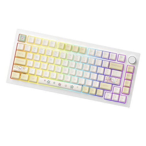 몬스긱 V3 세 가지 모드 RGB 메탈 기계식 키보드, 문라이트, M1W(아이스크림 핑크 축), 텐키리스