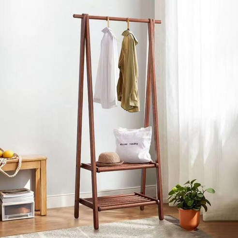 공간에 온기를 불어넣는 감성, 가구느낌 2단 원목선반 스탠드행거 우드행거