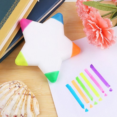 5색 별 형광펜 학용품으로 판촉물, 볼펜, 필기도구 펜과 함께 다양한 용도로 활용하세요!