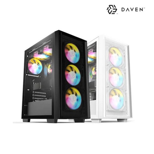 데이븐 DAVEN D6 MESH 강화유리 PC케이스 (화이트)