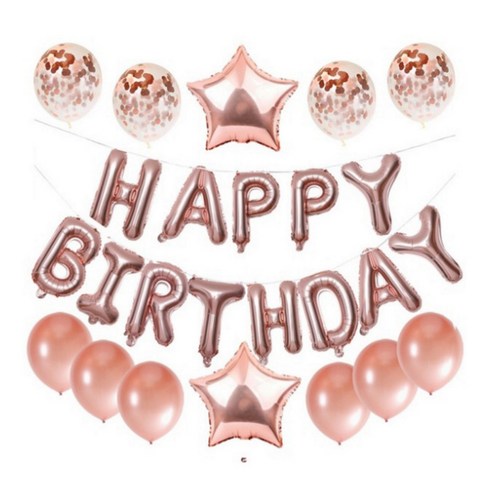 태쓰 생일파티풍선세트, 핑크
