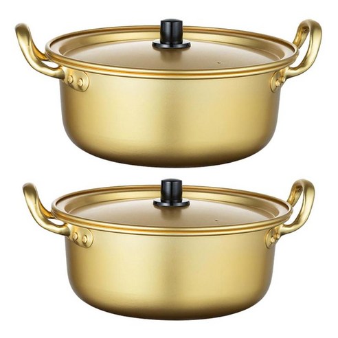 뚜껑 보일러 스톡 냄비가있는 2xAluminum 국수 냄비라면 밥솥 라운드 18/20cm, 황금, 설명, 알루미늄