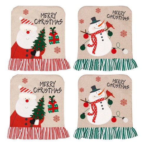 크리스마스 의자 커버 4 산타 클로스 눈사람 모자 크리스마스의 자 홈 부엌 장식에 대 한 크리스마스의 자 다시 커버, 하나, 보여진 바와 같이