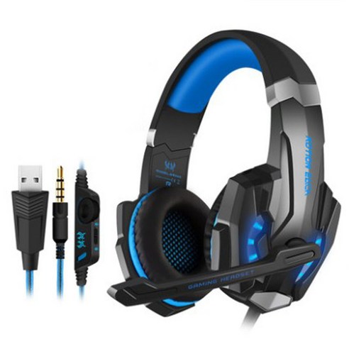 [화오시야] G9000 헤드셋 컴퓨터 휴대전화 게임 PS4 유선 일반 헤드폰 메모리해면, 검푸르다