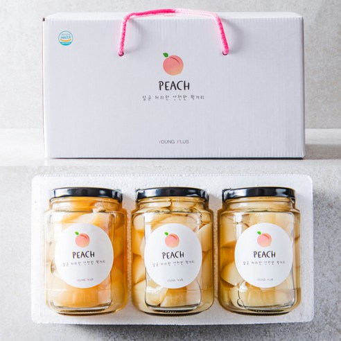 [HACCP 인증 제품] 국내산 복숭아 병조림 (450g 3병) 선물세트 백도 황도 복숭아 [원산지:국산(경상북도 영덕군)], 1개, 경북 황도/백도 복숭아 병조림 450g 선물세트