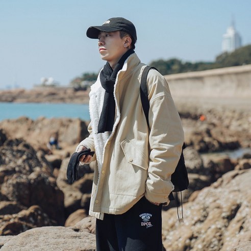 DH 일 겨울 양고기 두꺼운 양털 스탠드 칼라 코튼 패딩 코트 남성 패션 브랜드 바지 코트 차가운 옷