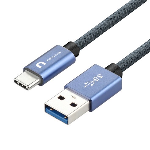 노바베이스 USB A to C 타입 고속충전 데이터 케이블 USB 3.2 GEN2 10Gbps, 1개, 블루, 100cm