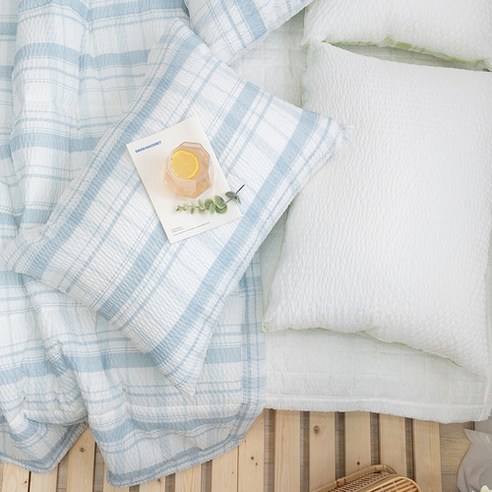 시원함의 정점, 미소양품 쿨링 냉감 프리미엄 시어서커 이불 베개 세트