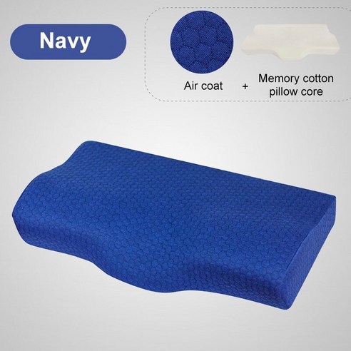 [LF] 메모리 폼 침구 베개 벨벳 목 보호, 하나, Air layer navy
