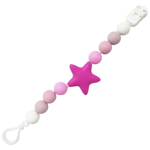 아가프라 실리콘 노리개홀더/아기 쪽쪽이클립 신생아 치발기 분실방지, 스타자주, 1개
