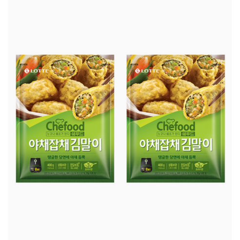 롯데웰푸드 분식 혼밥 맥주안주 간편식 쉐푸드 김말이 야채잡채 400g+400g 존맛탱 에어프라이어 반찬, 6개, 800g