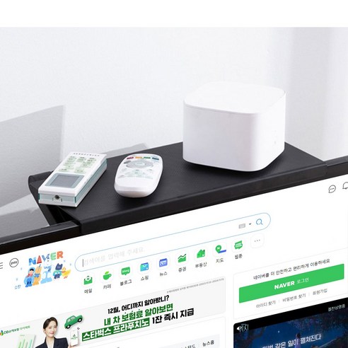 화인홈 틈새공간활용 간편 설치 무타공 만능 멀티 다용도 모니터 TV 상단선반 셋톱박스 리모컨 거치대 상단 선반트레이