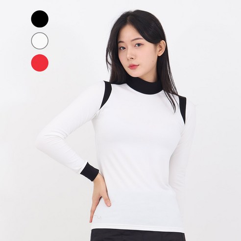 [지니골프] 여성 골프이너웨어 티셔츠 빅사이즈 골프웨어 여자 배색 상의