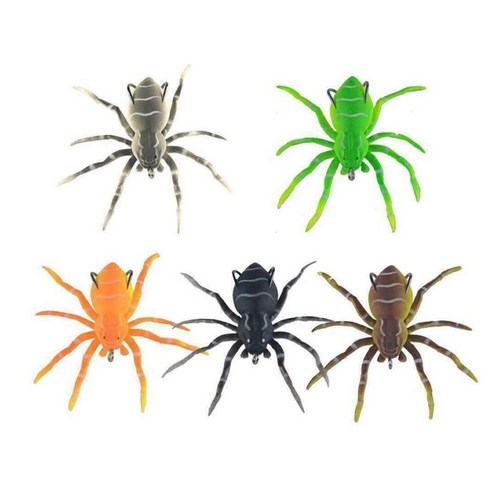 Xzante 5개 낚시 미끼 3D 눈 소프트 미끼 단일 후크 인공 현실적인 거미