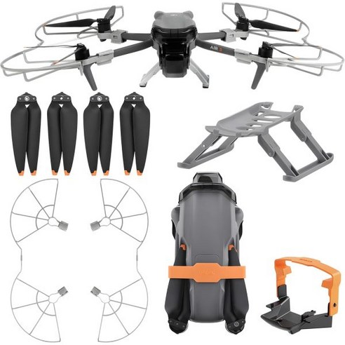 DJI 에어 3S 드론용 프로펠러 가드 프로텍터 랜딩 기어가 장착된 4Pcs 액세서리 세트 3에어 드론 번들용 저소음 블레이드