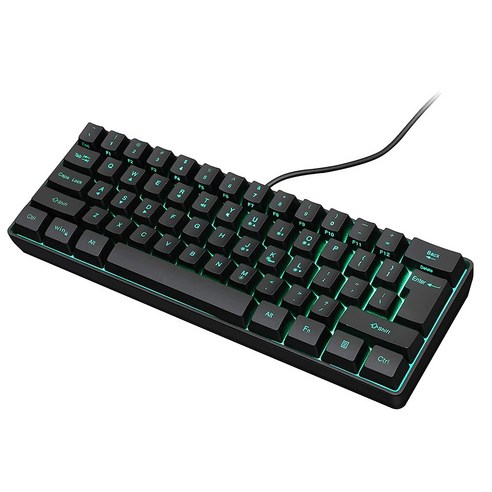 게임 키보드 61 키 멀티 컬러 RGB 조명 LED 백라이트 유선 게임 키보드 방수 미니 키보드, 하나, 보여진 바와 같이