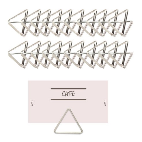 365플레이스 메탈 다용도 삼각메모스탠드 클립노트홀더 20P 세트, 실버, 20개