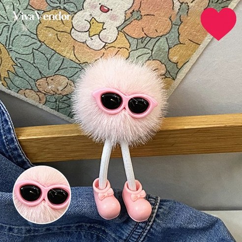비바벤더 자동차 열쇠고리 인형 키링, .핑크, 2개