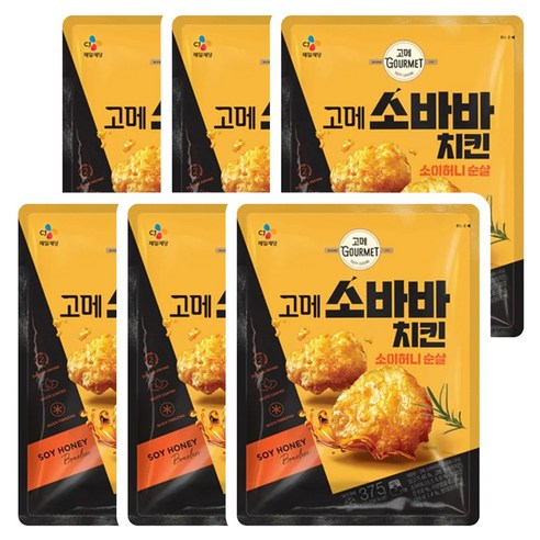 CJ 고메 소바바치킨 소이허니 순살 375g, 375g, 6개