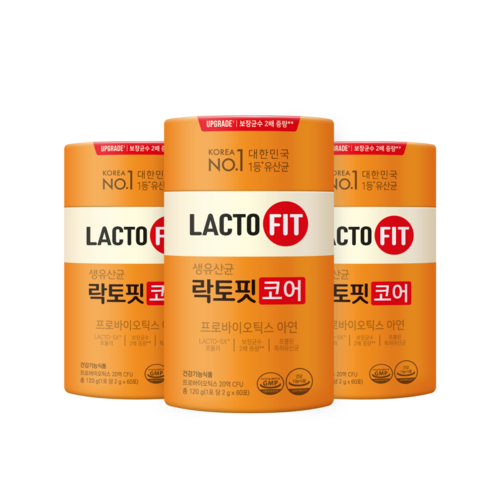   종근당건강 락토핏 코어 생유산균 60p, 120g, 3개