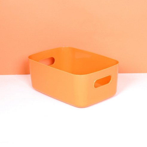 FULE 매우 유용한 저장 도구 책 데스크탑 화장품 보관 상자 잡화 분류 상자 보관 바구니 플라스틱 스낵 가정용 주방 보관 상자 T, {"색깔":"작은 오렌지 20*14.8*7cm"}