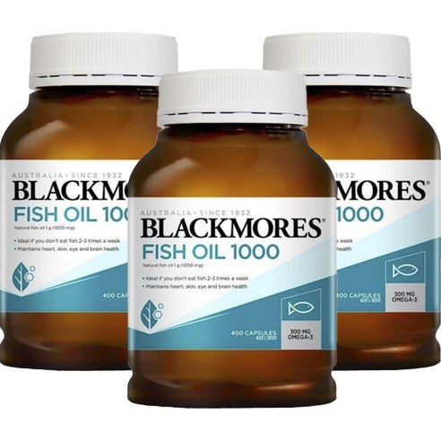 블랙모어스 피쉬오일 1000mg 캡슐, 400캡슐, 3개