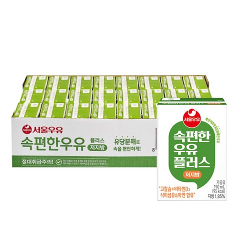 속편한 저지방 우유 플러스, 190ml, 48개