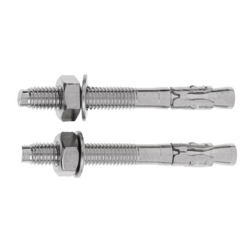 2 조각 M10 x 90mm 스테인레스 스틸 확장 볼트 스크류 너트 피톤 앵커 키트 등반, 316 스테인레스 스틸, 실버