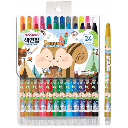   Monami Monizou Sharp Color Pencil Men, 24 Colors, 3 Items