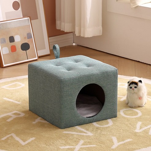 다기능 스툴 펫 고양이 집 숨숨집 하우스 캣 하우스 고양이이 집, 다리가 없다 푸른 색