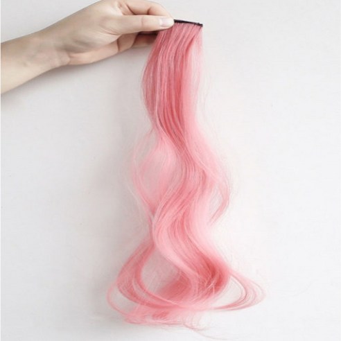 일월전빵 4개세트 웨이브 컬러 브릿지 헤어피스 붙임머리 포인트 가발 60cm B-W002, 핑크, 4개
