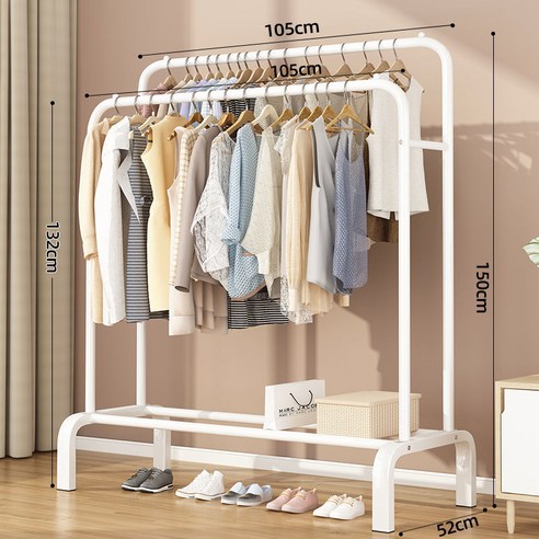 MBH 실내건조대 스탠드 건조대, 105cm-화이트 더블로드