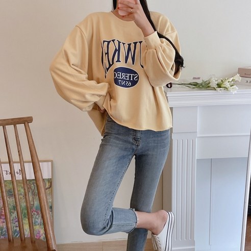델리망고 간절기 긴팔 데끼크롭 스테레오맨투맨