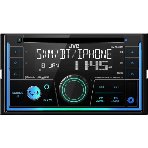 JVC KW-R940BTS 블루투스 카 스테레오 수신기(USB 포트 포함) – LCD 디스플레이 - AM/FM 라디오 MP3 플레이어 Double DIN 13밴드 EQ(블랙)
