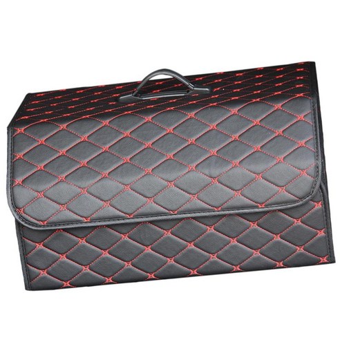SUV MPV를 정리하는 뚜껑이 있는 PU 자동차 트렁크 보관함, 블랙 라인, 54x32x30cm, 짠것이 아닌 직물을 가진 PU 가죽
