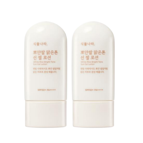 식물나라 뽀얀쌀 맑은톤 선젤로션 더블기획, 2개