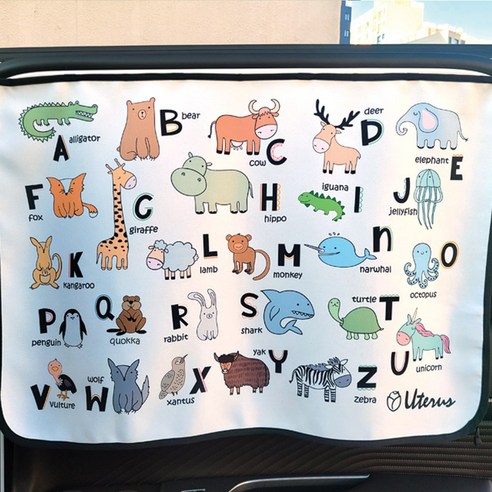 유아 자석 햇빛가리개 암막 세미 차량용, 1개, 세미_영어동물(블랙)