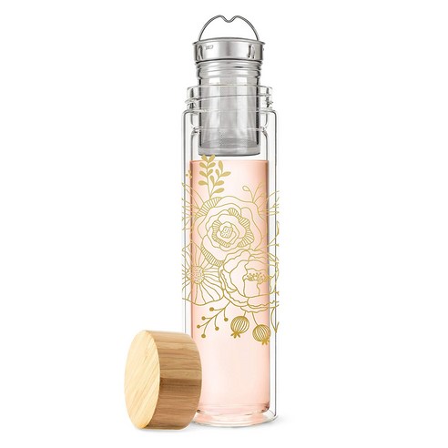 핑키업 블레어 글래스 트래블 인퓨저 머그 휴대용 티보틀, Bouquet, 473ml